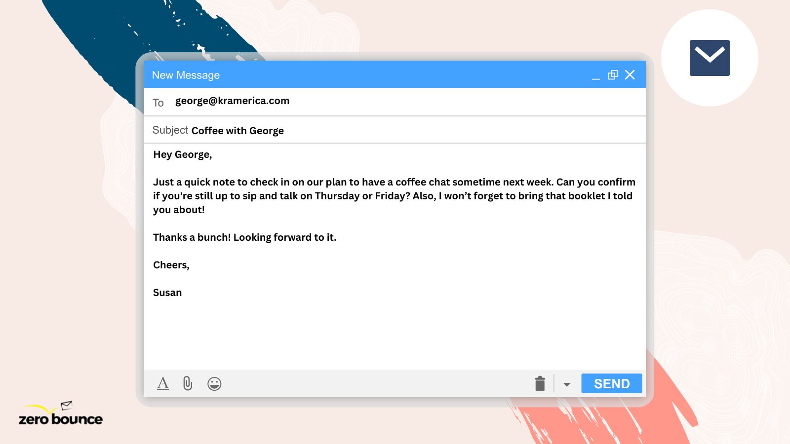 Screenshot of an email with a friendly ending.